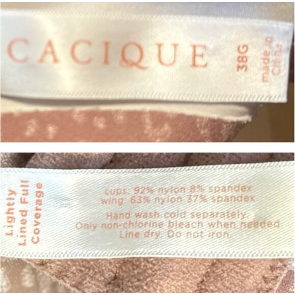Cacique Brown Lightly Lined Full Coverage Underwire Bra 38G - Picture 3 of 4